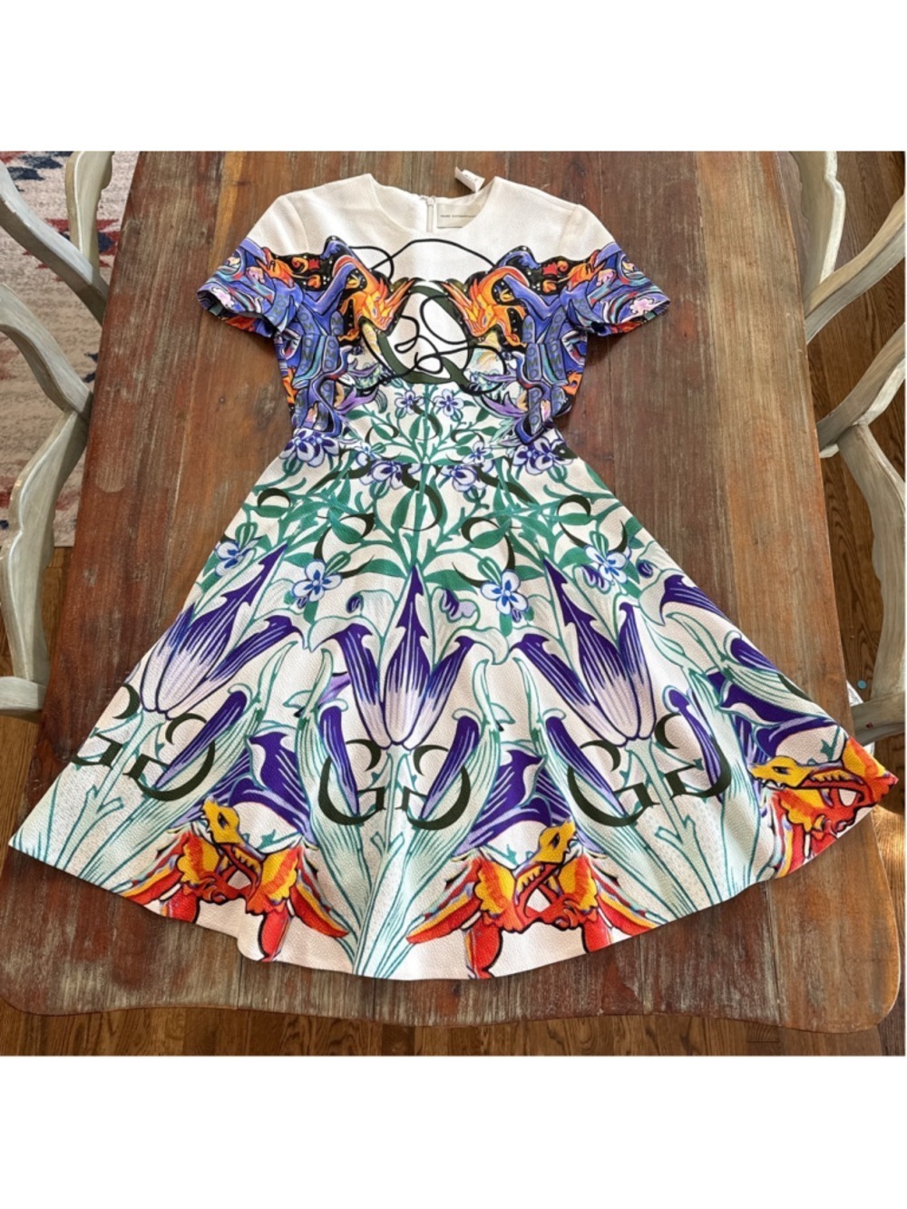 Mary Katrantzou Silk Cotton Floral Abstract Mini Dress Size 4